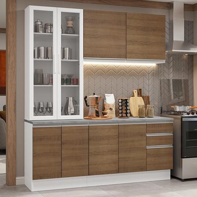 Armário De Cozinha Completa 190cm Glamy Madesa Branco Rustic