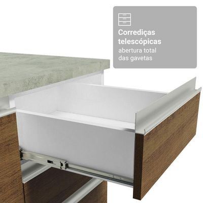 Armário De Cozinha Completa 190cm Glamy Madesa Branco Rustic
