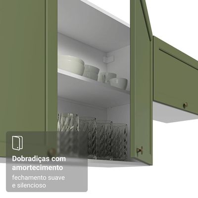 Armário Aéreo 80 Cm 2 Portas Vik Madesa Branco/verde