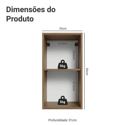Armário Aéreo 35 Cm 1 Porta Vik Madesa Rustic/azul