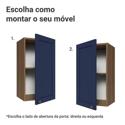 Armário Aéreo 35 Cm 1 Porta Vik Madesa Rustic/azul