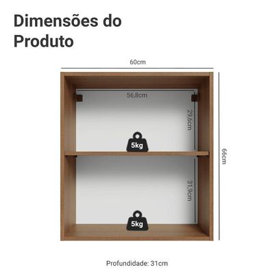 Armário Aéreo 60 Cm 1 Porta Vik Madesa Rustic/verde