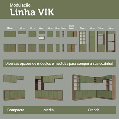 Armário Aéreo 80 Cm 1 Porta Basculante Vik Madesa Rustic/verde