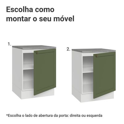 Balcão De Cozinha 60 Cm 1 Porta Branco/verde Vik Madesa Branco/verde