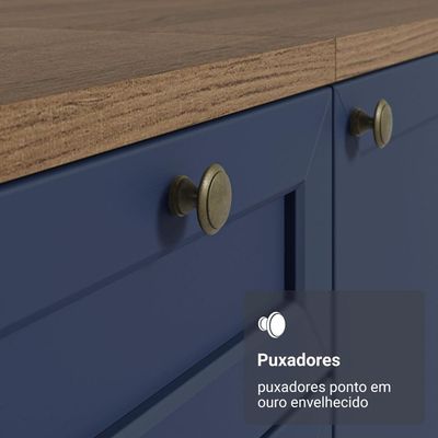 Balcão De Cozinha 80 Cm 2 Portas Rustic/azul Vik Madesa Rustic/azul