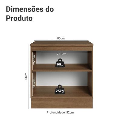 Balcão De Cozinha 80 Cm 2 Portas Rustic/azul Vik Madesa Rustic/azul