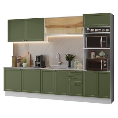Armário De Cozinha Completa 310 Cm Vik Madesa 01 Branco/verde