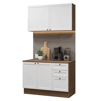 Armário De Cozinha Compacta 120 Cm Rustic-branco Vik Madesa 01 Rustic-branco