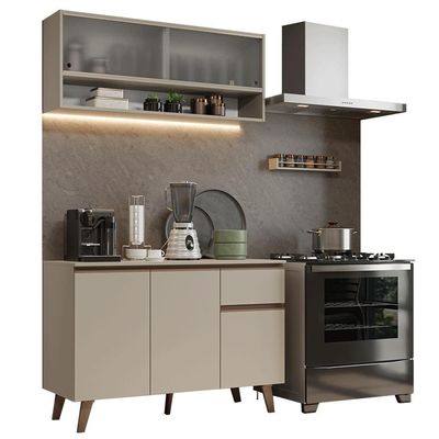 Armário De Cozinha Compacta 120 Cm Nice Madesa 02 Crema