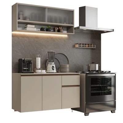 Armário De Cozinha Compacta 120 Cm Suspensa Nice Madesa 04 Crema
