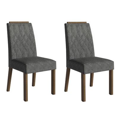 Kit 2 Cadeiras De Jantar 4256 Com Espaldar Rustic-silver Madesa