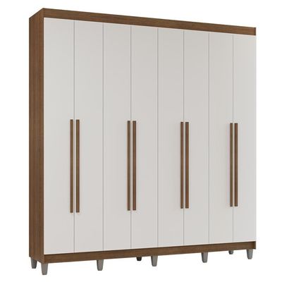 Guarda-roupa Casal Com Pés 8 Portas Batentes Rustic-branco-rustic Venus Madesa