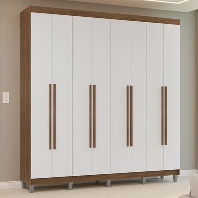 Guarda-roupa Casal Com Pés 8 Portas Batentes Rustic-branco-rustic Venus Madesa