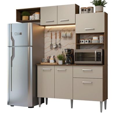 Armário De Cozinha Compacta 196cm Rustic-crema Aura Madesa 01