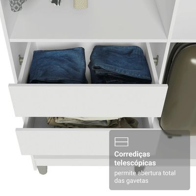 Guarda-roupa Closet Com Pés 4 Gavetas 216cm Branco Venus Madesa