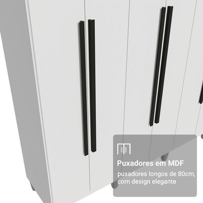 Guarda-roupa Casal Com Pés 8 Portas Batentes Branco-branco-preto Netuno Madesa
