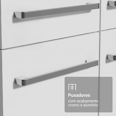 Armário De Cozinha Compacta 156cm Emilly Madesa Branco 03 Branco