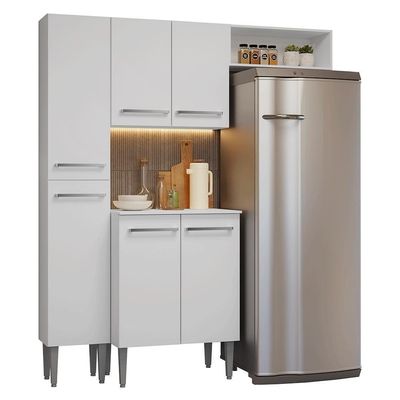 Armário De Cozinha Compacta 156cm Emilly Madesa Branco 03 Branco