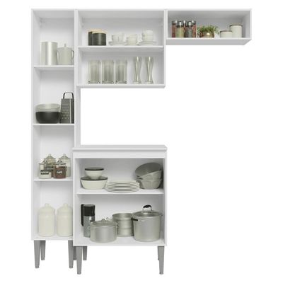 Armário De Cozinha Compacta 156cm Emilly Madesa Branco 03 Branco