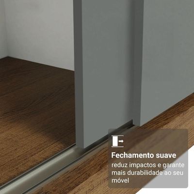 Guarda-roupa Casal Com Pés 3 Portas De Correr Com Espelhos Rustic Cinza Reno Madesa