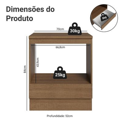 Balcão Para Forno/micro-ondas 70 Cm 1 Gaveta Rustic Madesa Rustic