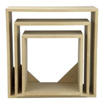 Kit com 3 Nichos de Mdf Rustika 20x20x12cm, 25x25x12cm, 30x30x12cm