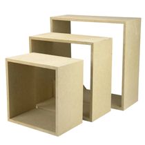 Kit com 3 Nichos de Mdf Rustika 20x20x12cm, 25x25x12cm, 30x30x12cm