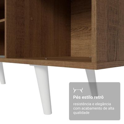 Rack Para Tv Até 80 Polegadas 160cm Rustic Pés Branco Torino Madesa Rustic