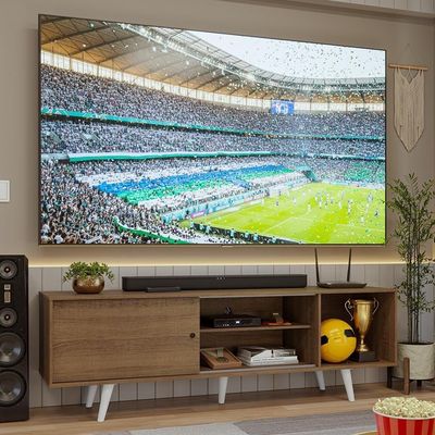 Rack Para Tv Até 80 Polegadas 160cm Rustic Pés Branco Torino Madesa Rustic