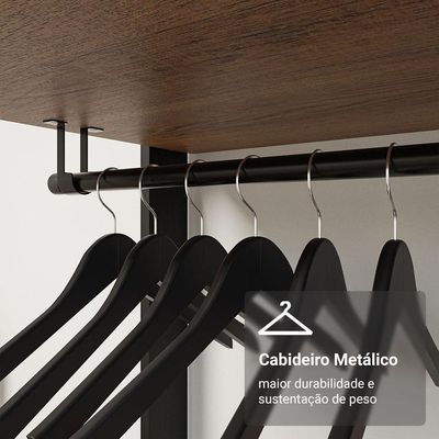 Guarda-roupa Closet Modulado 4 Gavetas 6 Prateleiras 140cm Rustic/preto Valencia Madesa Xa Rustic/preto