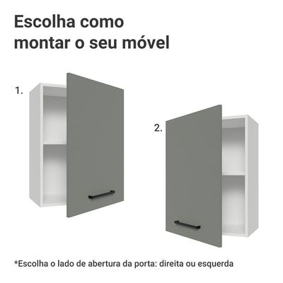Armário Aéreo 50cm 1 Porta Branco/cinza Agata Madesa Branco/cinza