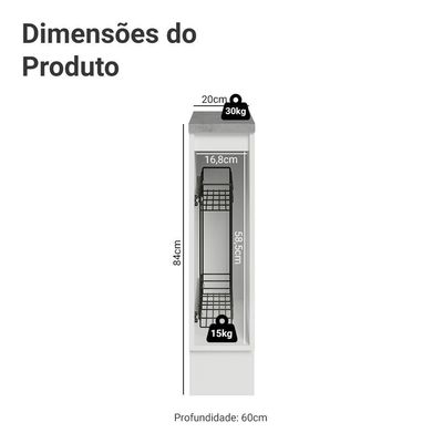 Balcão Porta-temperos 20cm 1 P C/ Tampo B Veludo Lux Madesa Branco/branco Veludo
