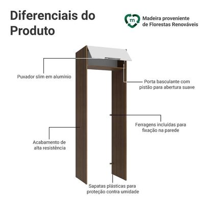 Porta-geladeira 73 Cm 1 Porta Basculante Rustic/branco Stella Madesa Rustic/branco