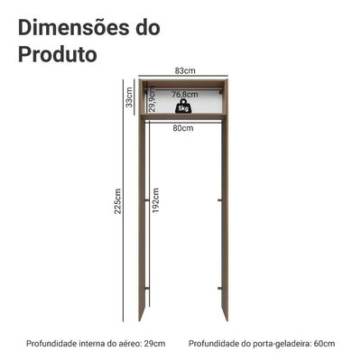 Porta-geladeira 83 Cm 1 Porta Basculante Rustic/branco Stella Madesa Rustic/branco