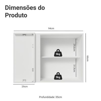 Armário Aéreo De Canto 1 Porta Branco-crema Vik Madesa Branco-crema