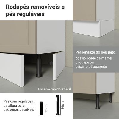 Balcão Porta-temperos 20 Cm 1 Porta (sem Tampo) Branco-crema Vik Madesa Branco-crema