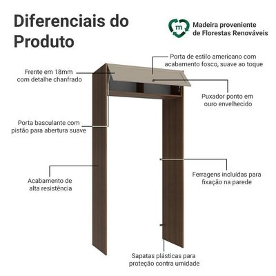 Porta-geladeira 103 Cm 1 Porta Basculante Rustic-crema Vik Madesa Rustic-crema