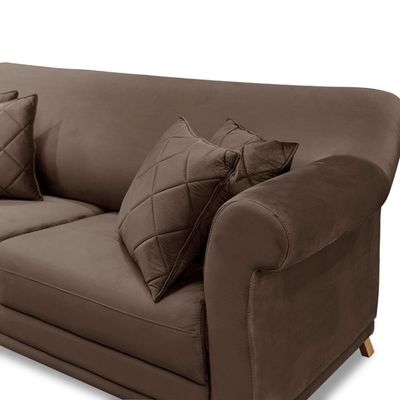 Sofá 160cm 2 Lugares Com 4 Almofadas Veludo Marrom