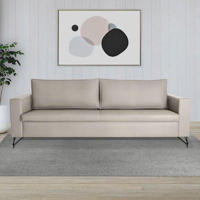 Sofá 2 Lugares 190 Cm Denmark Veludo Bege Com Pés Preto