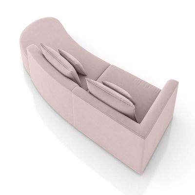 Sofá Curvo Decorativo Kimiko 317cm 3 Lugares Sala De Estar Com Chaise Veludo Rosê G52 - Gran Belo