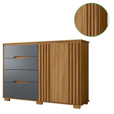Comoda Texas 4 Gavetas Sapateira Freijo Com Cinza - Moval