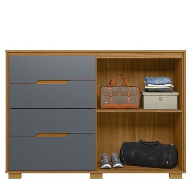 Comoda Texas 4 Gavetas Sapateira Freijo Com Cinza - Moval