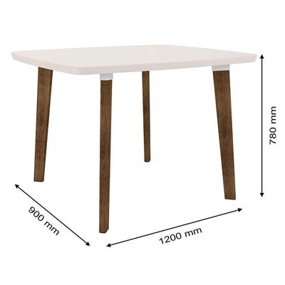 Mesa De Jantar Jade 4 Lugares Pés Oblongo Off White Com Vidro - Rv Móveis
