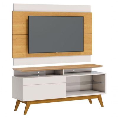 Rack Com Painel Classic +1g 1.4 Nature Com Off White - Imcal Móveis