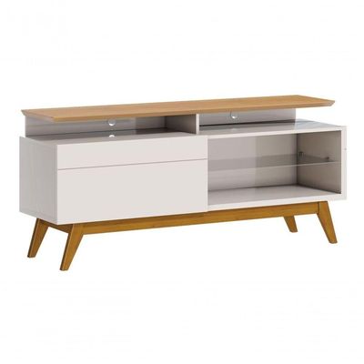 Rack Com Painel Classic +1g 1.4 Nature Com Off White - Imcal Móveis