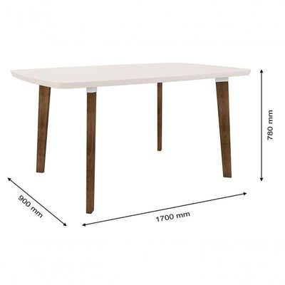 Mesa De Jantar Jade 6 Lugares Pés Oblongo Off White Com Vidro - Rv Móveis
