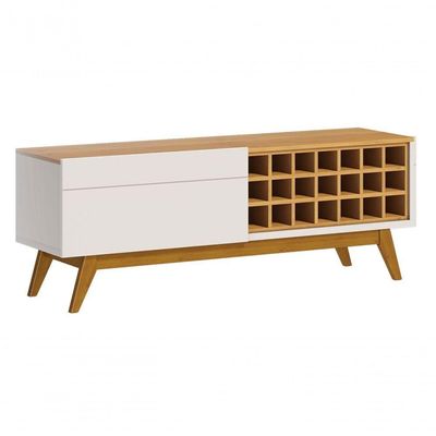 Rack Com Painel Classic Ad 1.4 Nature Com Off White - Imcal Móveis