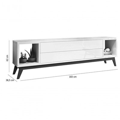 Rack Para Tv Horizon 1.8 Off White Com Natural - Moveisaqui