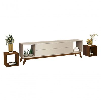 Rack Para Tv Horizon 1.8 Off White Com Natural - Moveisaqui