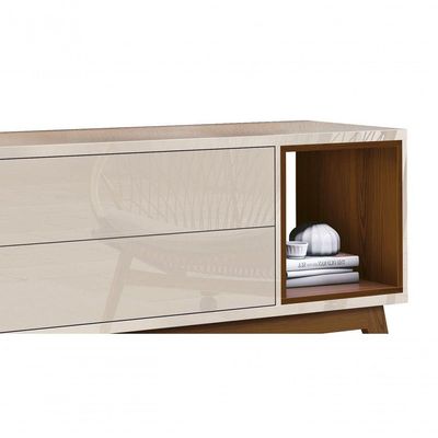 Rack Para Tv Horizon 1.8 Off White Com Natural - Moveisaqui